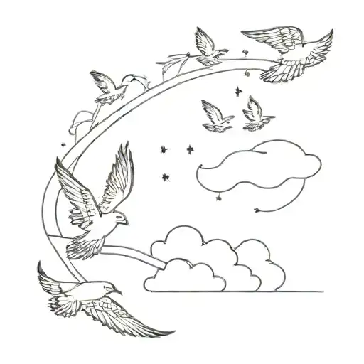 Heaven Clouds And Birds