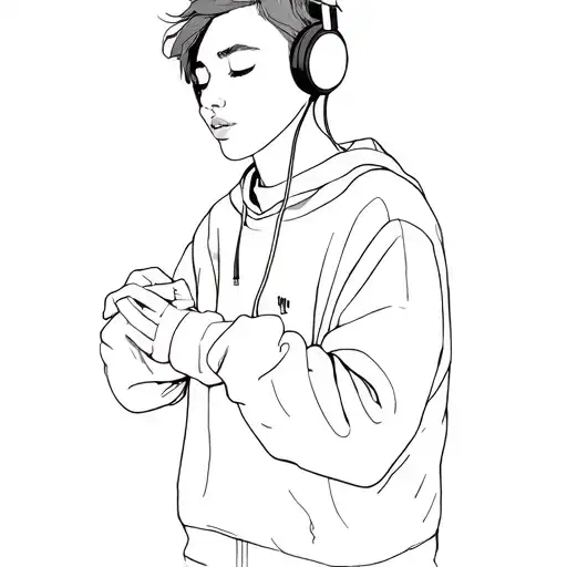 Suasage Wearing Jumper And Headphones Listening To Music