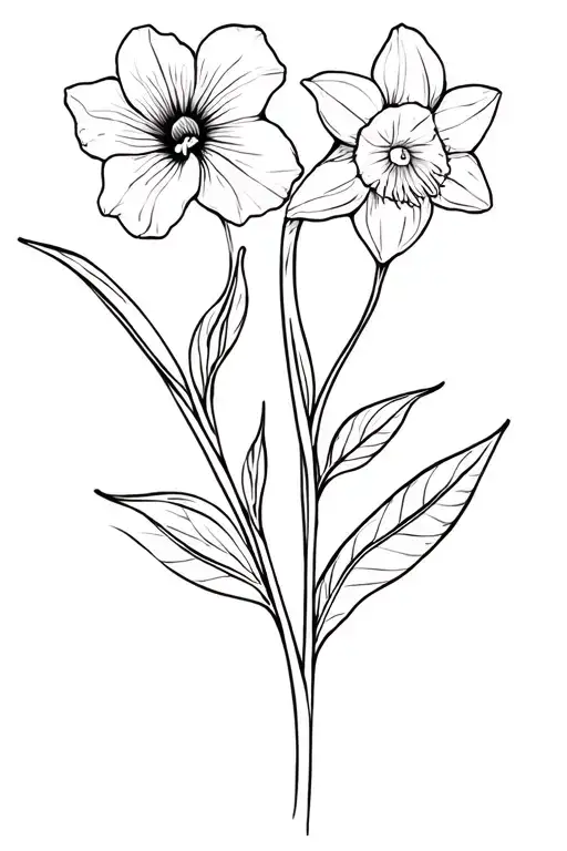 Morning Glory And 2 Daffodils Growing