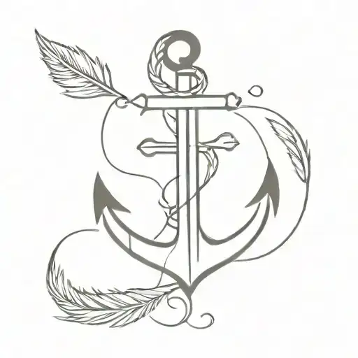 Cross Anchor Feather Quill Scrawling