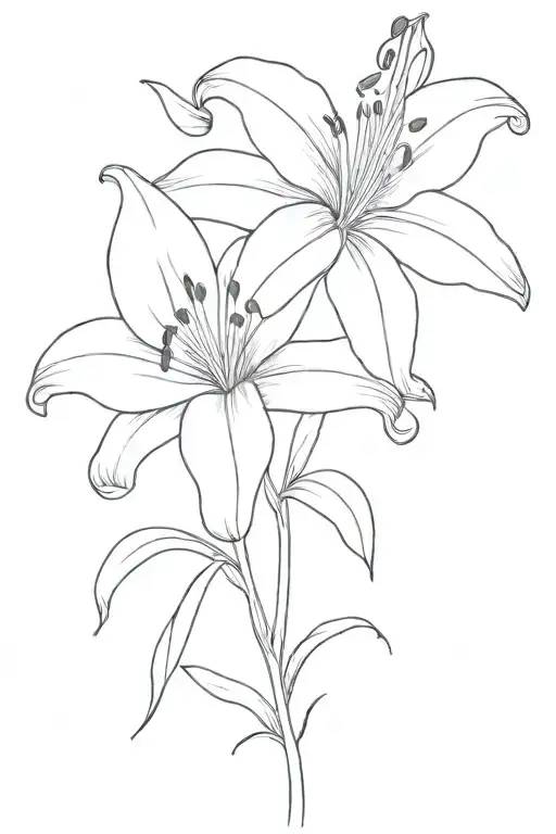 Small Fine Line Single Lily Flower