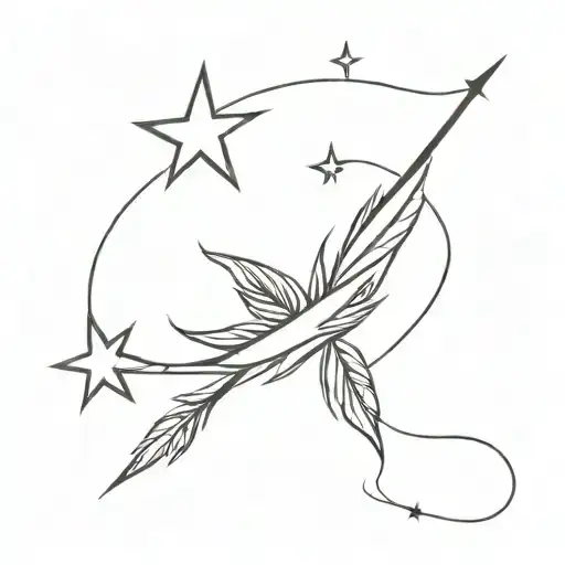 A Minimalist Tattoo Of A Shooting Star Made Up Of Rocks And Feathers