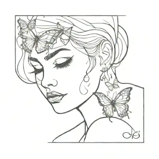Butterflies Smoke And Lady Face Surrounded