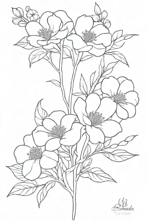 Thin Line Flower Bouquet With April And December And September And November Birth Flower