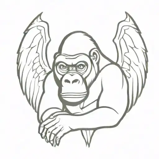 Gorilla With Angel Wings And Halo