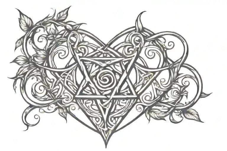 Upside Down Thorny Heart With Triquetra Front And Center