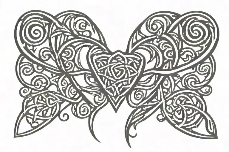 Upside Down Thorny Heart With Triquetra Front And Center