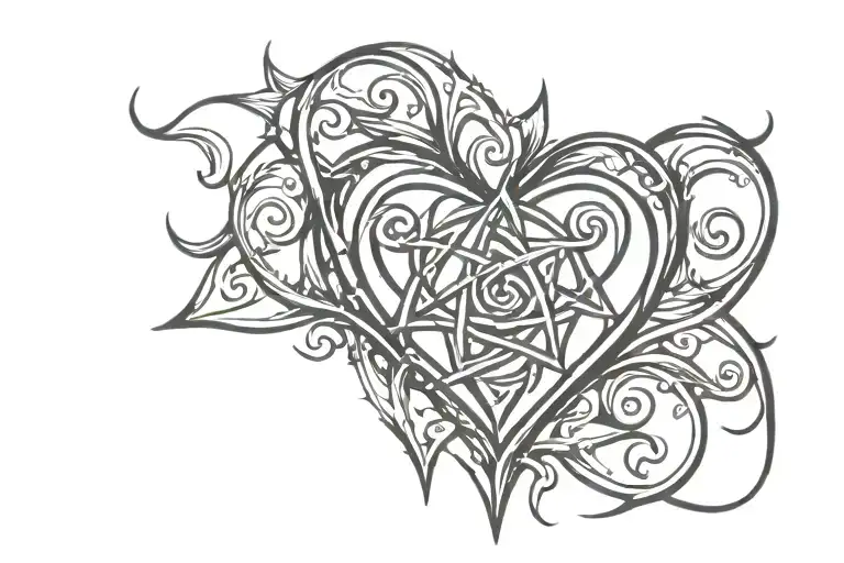 Basic Upside Down Thorny Heart With Triquetra Front And Center