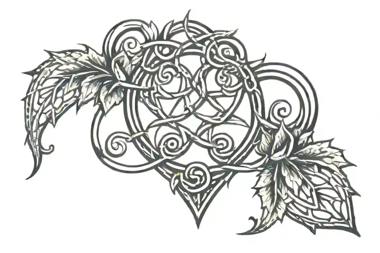 Upside Down Heart With Thorny Single Triquetra