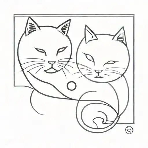 2 Cats Form Yin And Yang Symbol Made