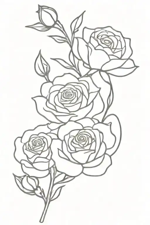 Carnation And Rose Stems Intertwined