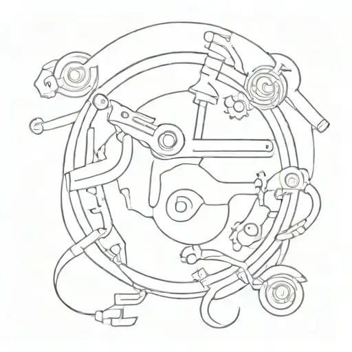 Tattoo Design Featuring Mechanic Surrounded