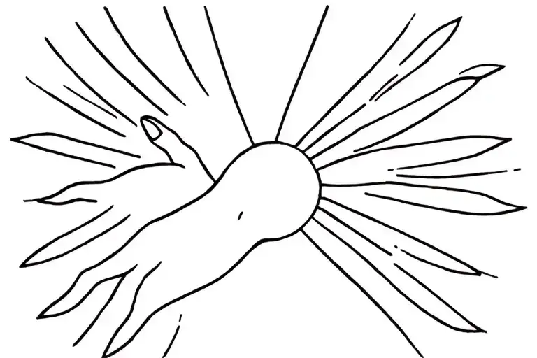 Sun In Palm Of Hand Outline
