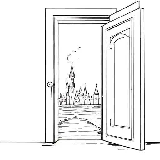 A Semi Open Door Leading To A Magic Kingdom Simplistic Minimal