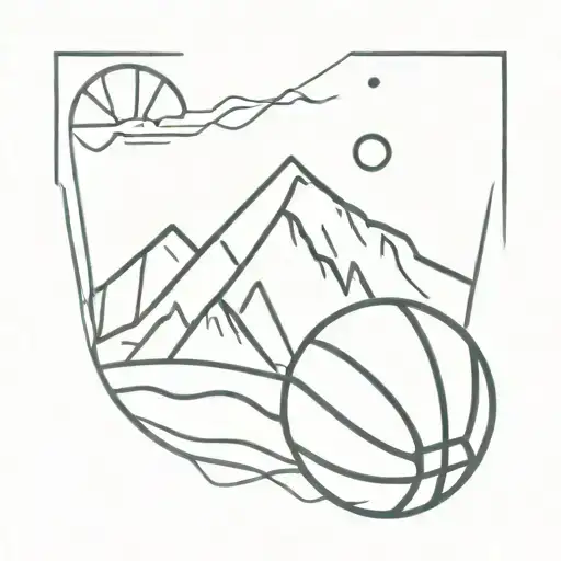 Basketball And Snowy Mountains