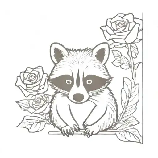 Racoon Holding A Rose