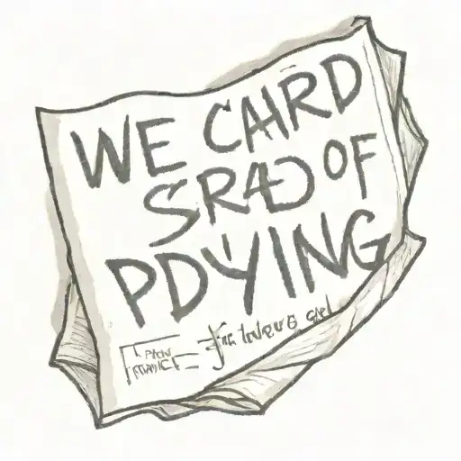 Burnt Newspaper With Headline We're Scared Of Dying