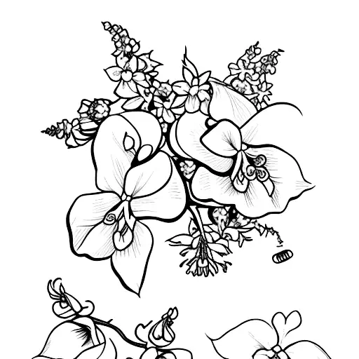 Rose And Honeysuckle And Larkspur