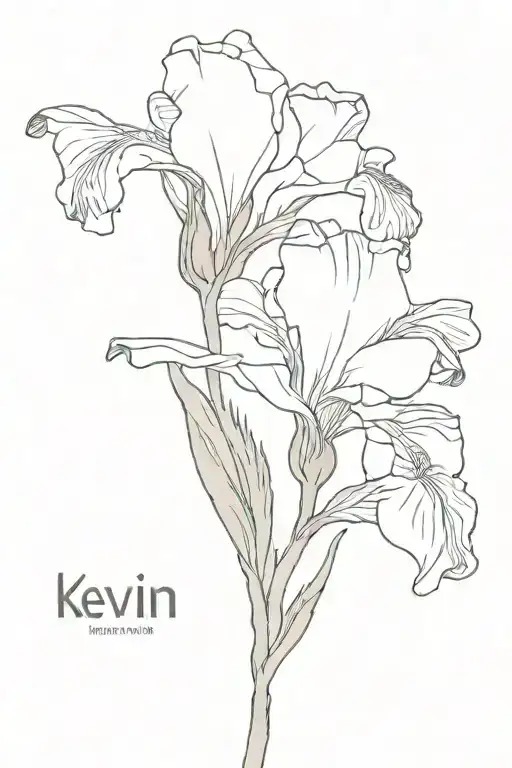 Iris Flower With The Name Kevin As The Stem Wrapped
