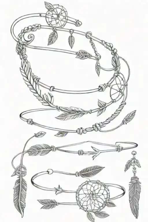 Arrow And Dreamcatcher Bangle Bracelet