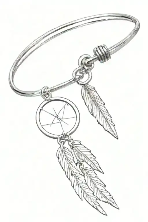 Arrow Bangle Bracelet And Dreamcatcher Pendant