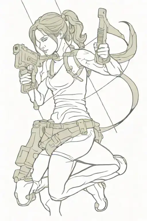 Lara Croft Shadow Shooting With Her Bow