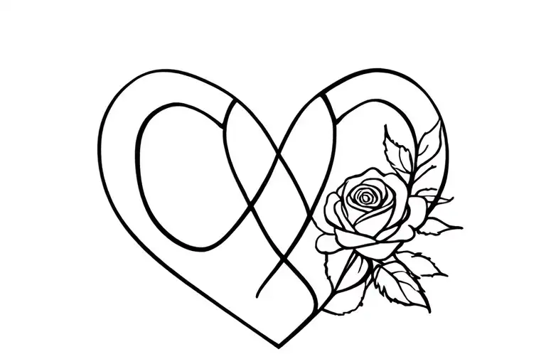 Infinity Heart Rose Line Art