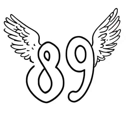 The Number 89 With Angel Wings Spread