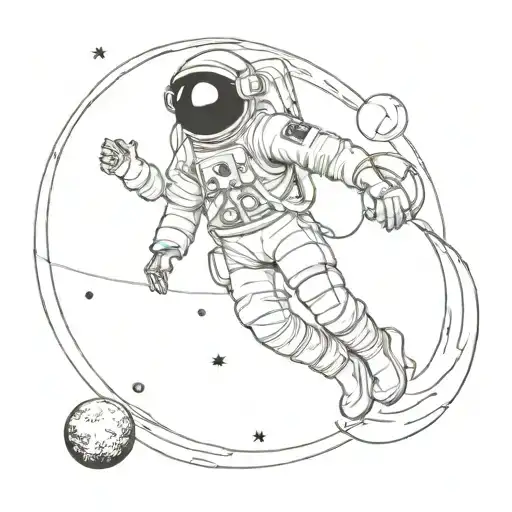 Voyager Disc Astronaut Floating In Space