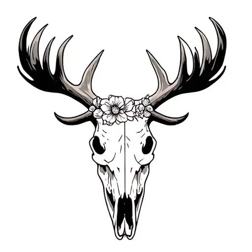 Floral Moose Skull