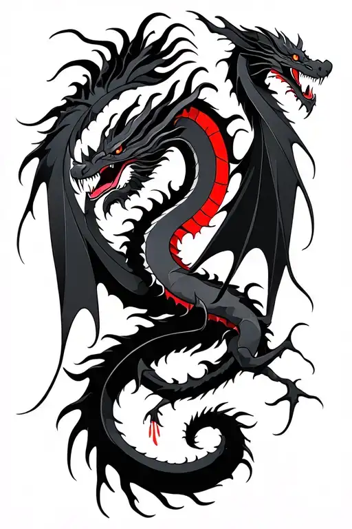 Black Dragon Full Body Shaped Like