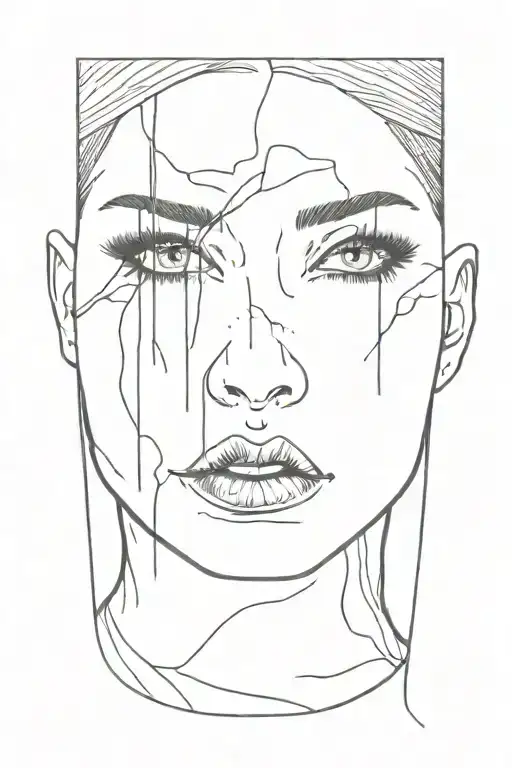 Sexy Woman Bleeding From Eyes With Demon Lurking Over Her