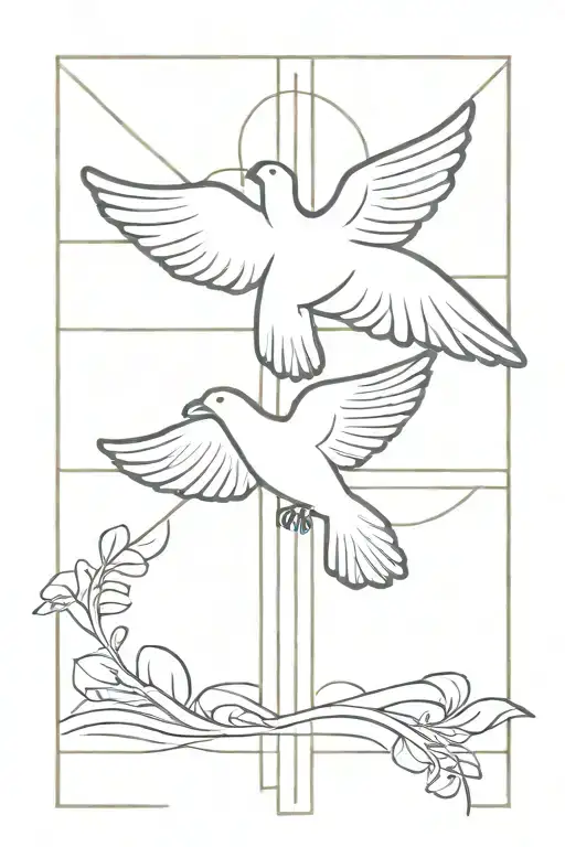 Cross Tatto With Dove Flying