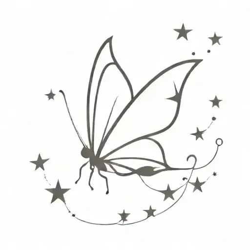 Simple Buttlerfly With Stars