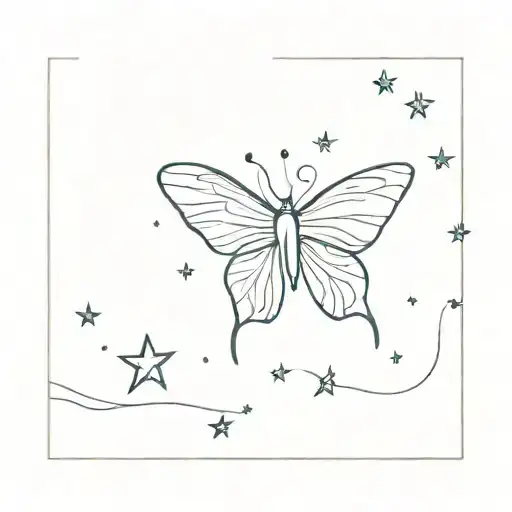 Single Buttlerfly With Stars