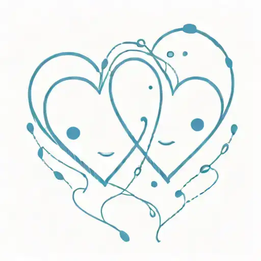 2 Blue Hearts With Face
