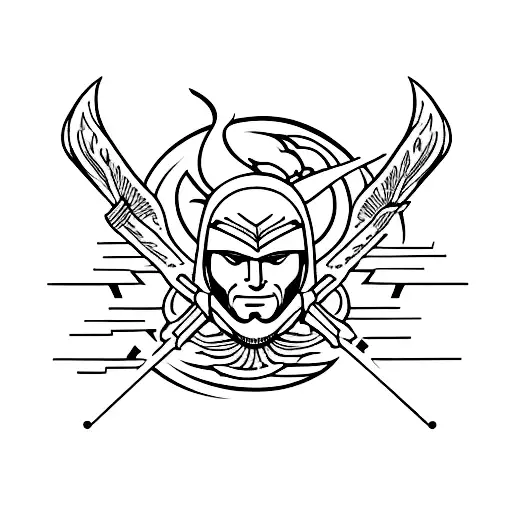 Warrior After Battle With Phoenix In Background