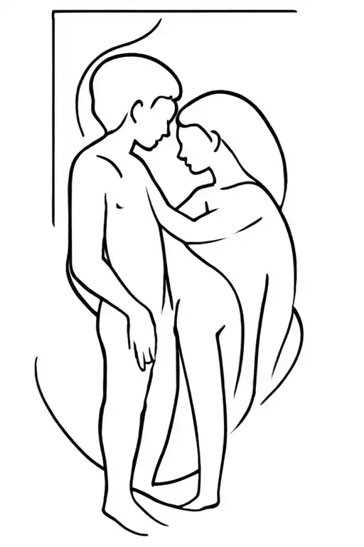 Mother And Son Looking