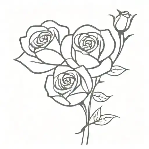 3 Roses With Stem In A Boquet Held Together