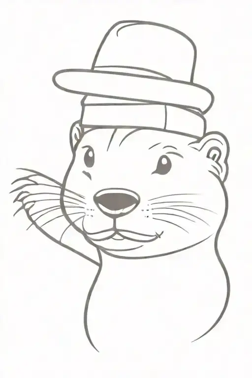 Otter With Hat Waving