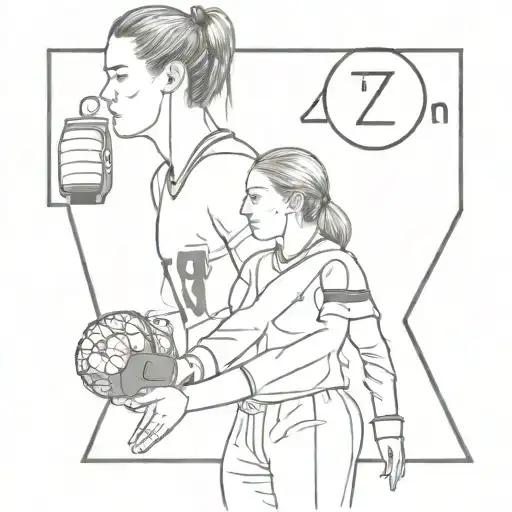 Female Goalkeeper With Number One And A Women Coach With Whistle And Tablet