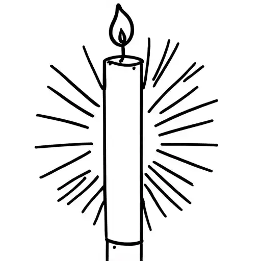 Super Simple Thin Lines Tall Skinny Singular Candle Outline Design With Flame And Rays Around Flame