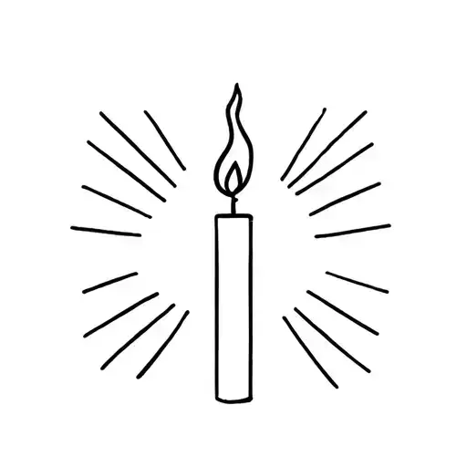 Super Simple Thin Outline Singular To This Candle With Flame And A Few Rays Around The Flame