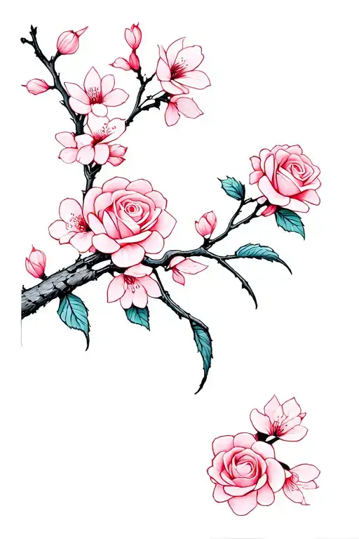 Spider And Roses Blooming Cherry Blossom