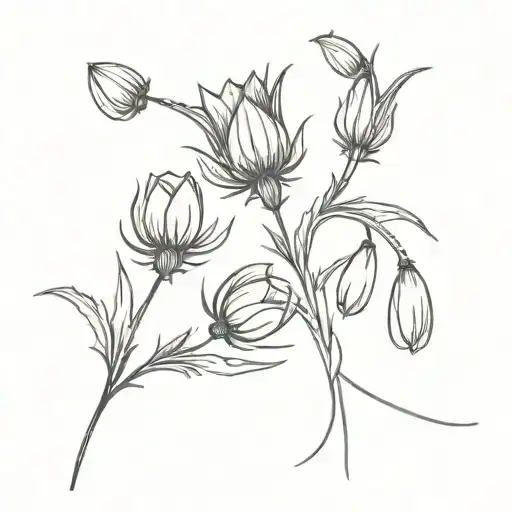 Fine Line Scottish Thistle And Snowdrop Flowers Tied With H