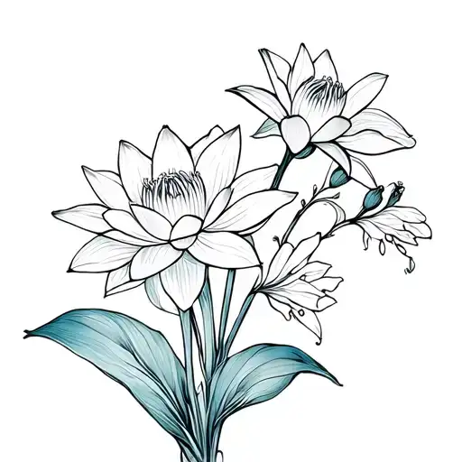 Water Lily And Ghost Orchid Flower Bouquet