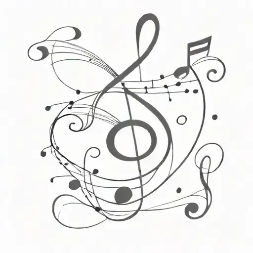 Black And White Tattoo Design Of A Music Staff With Paw Prints As Notes