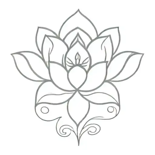 A Minimalist Outline Of A Serene Lotus Flower With A Subtle Nursing Caduceus Symbol At Its Center