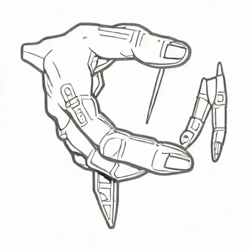 A Minimalist Design Of A Mechanical Fingers Under My Ripped Flesh's Of My Fingers