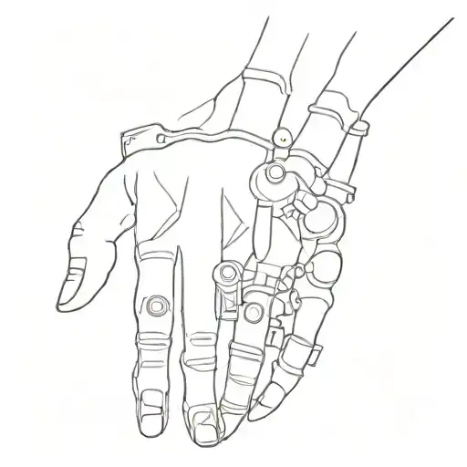 A Minimalist Design Of Mechanical Parts Under My Ripped Flesh's Of My Fingers For A Hand